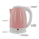 Chaleira Elétrica 1,8L em Inox Rosa 220v 1500w Rápida Fervura